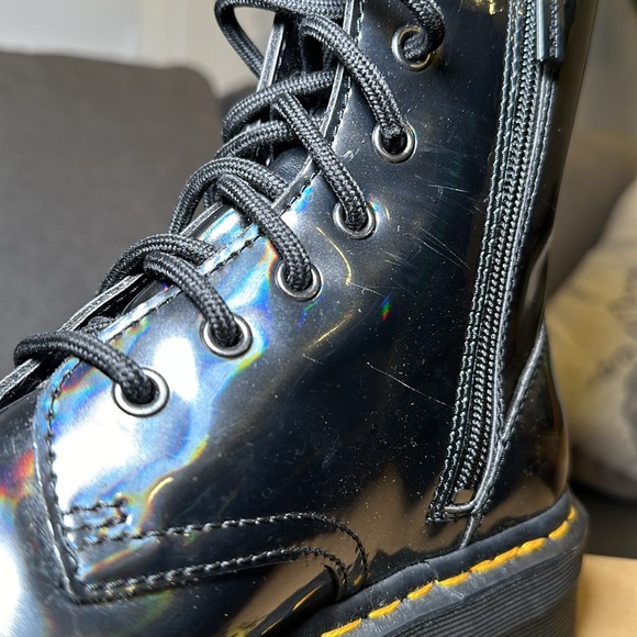 Dr Martens Docs Jason Gunmetal Hologram Platform Combat Boots - Picture 5 of 5